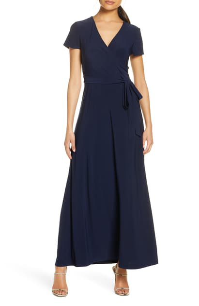 Eliza J Faux Wrap Maxi Dress In Navy ...